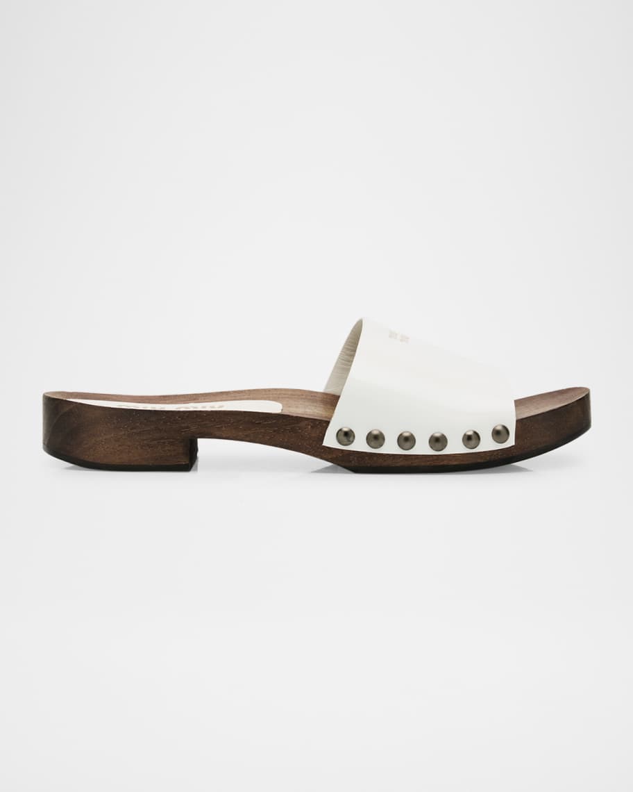 Leather Logo Slide Clogs