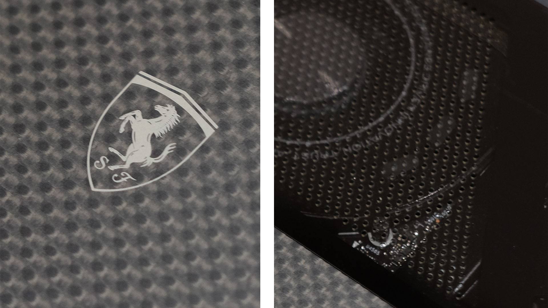 Ferrari laptop detail photo.