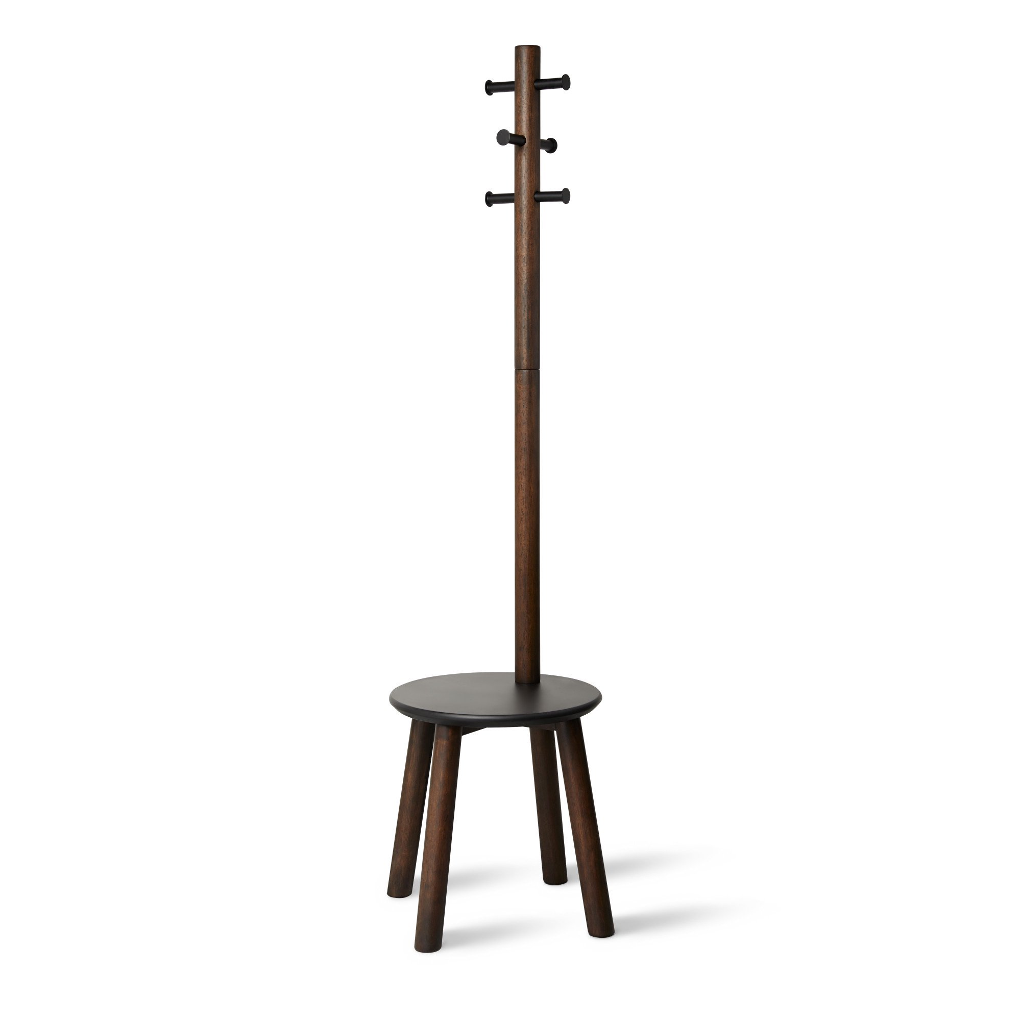 a coat stand attached to a stool