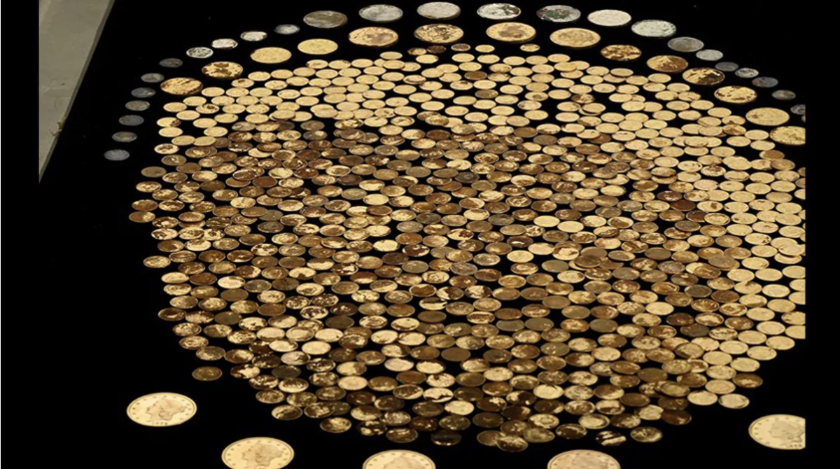 About 95% of the hoard is composed of gold dollars dating to the Civil War-era.