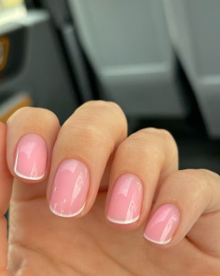 Short pink glow French manicure