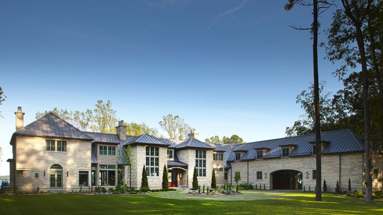 exterior of lakeside house