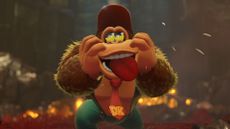 Donkey Kong: Bananza on Switch 2 – screen showing DK with bananas in his eyes and smiling