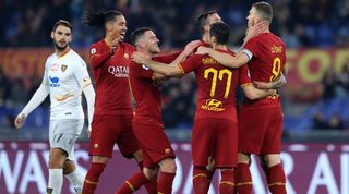 Roma players celebrate