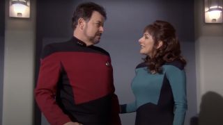 Riker and Deanna Troi in Enterprise holodeck simulation