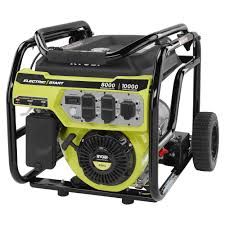 A green and black portable generator 