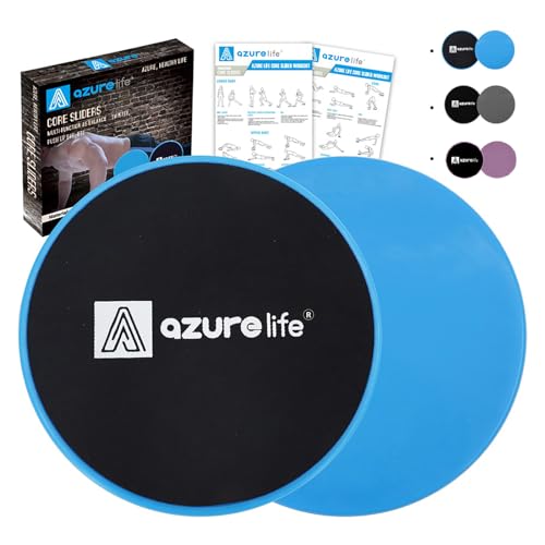A Azurelife Exercise Core Sliders, Dual Sided Exercise Gliding Discs Use on Carpet or Hardwood Floors, Light and Portable, Perfect for Abdominal&amp;amp;core Workouts