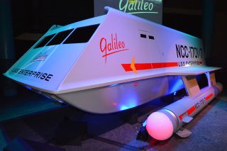 The newly-unveiled “Star Trek” Galileo shuttlecraft prop as seen on display at Space Center Houston in Texas, July 31, 2013.