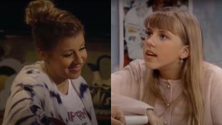 Side by side of Jodie Sweetin as Stephanie Tanner in Fuller House and Full House.