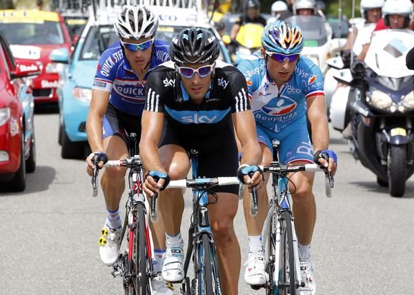 Juan Antonio Flecha leads the breakaway on stage 13.
