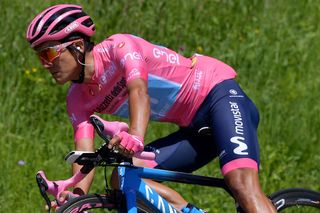 Richard Carapaz (Movistar) leading the Giro d'Italia on stage 19