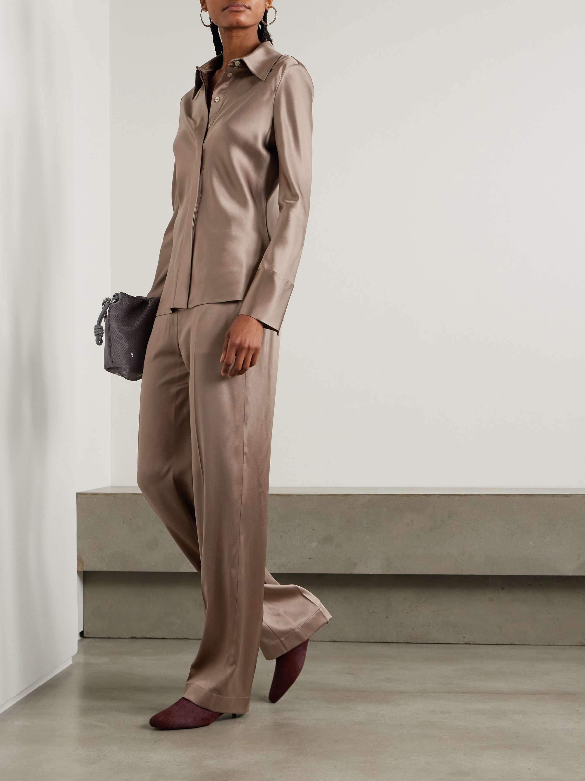 Tova Silk-Satin Straight-Leg Pants
