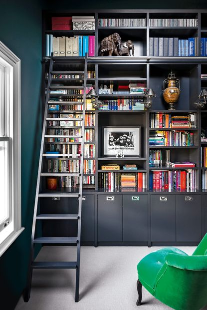 23 Home Library Ideas Striking, Large Black Library Bookcase