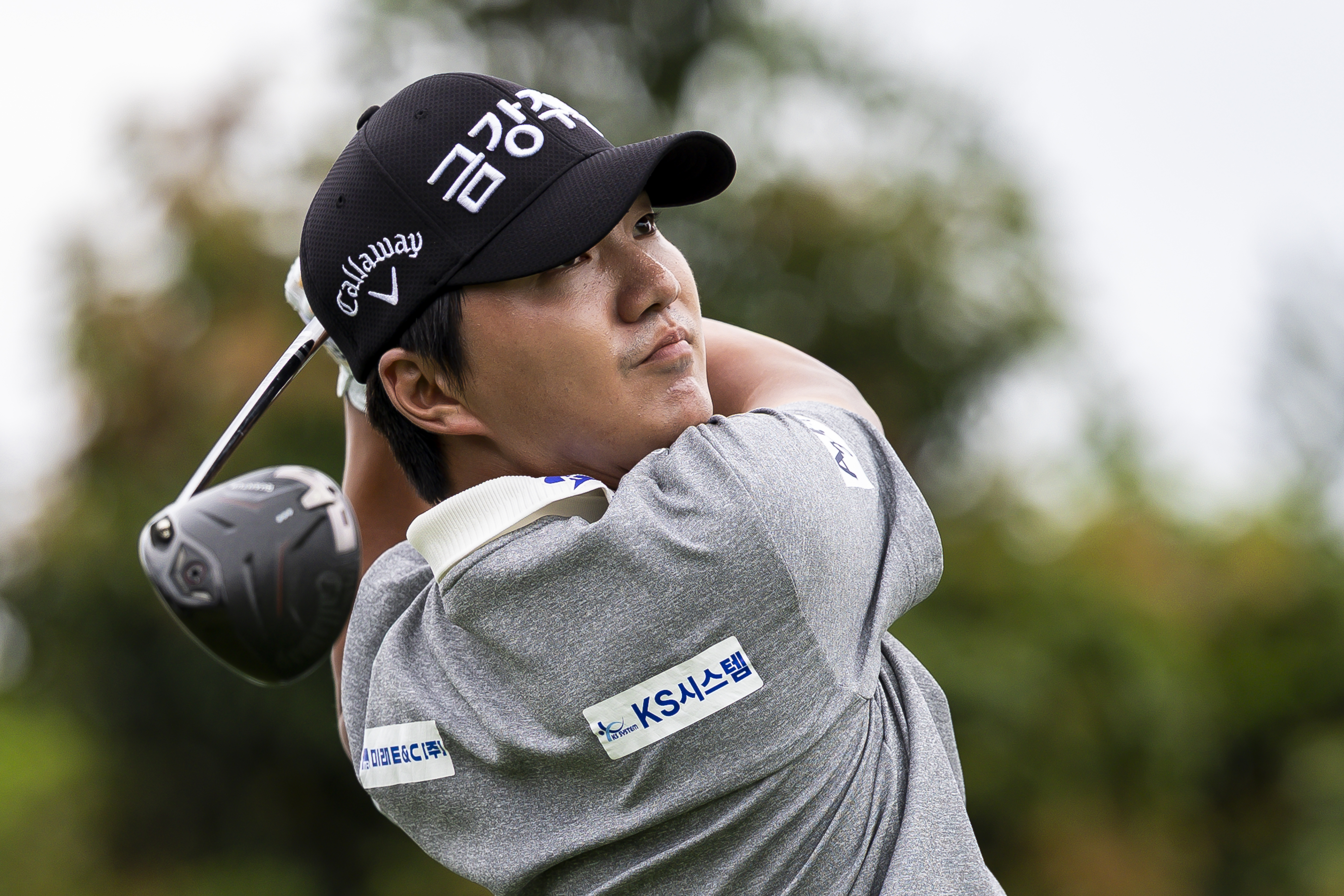 Tae-hoon Ok hits a drive during the 2026 Hainan Classic on the DP World Tour