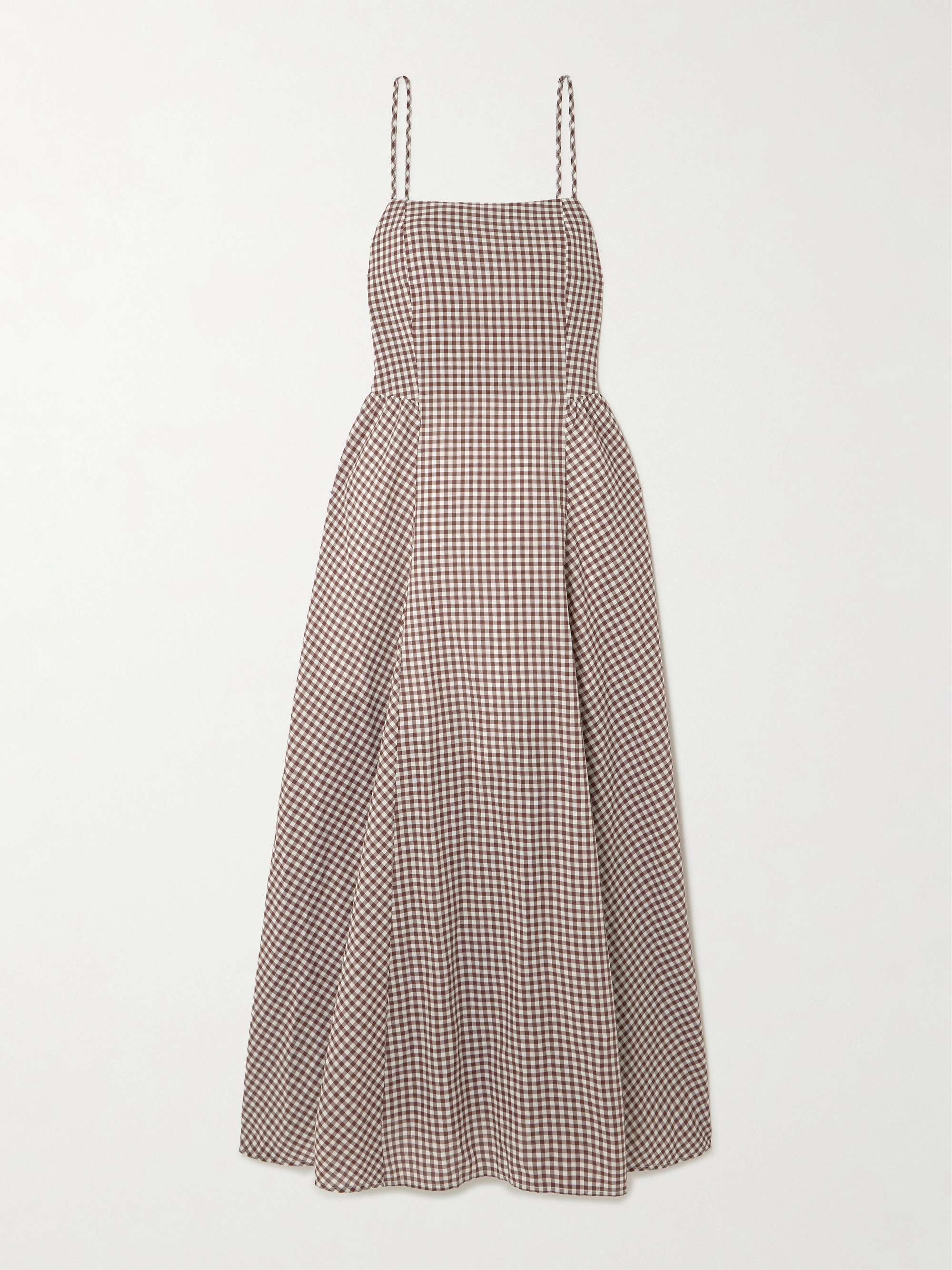 Callie Pleated Gingham Cotton-Voile Midi Dress