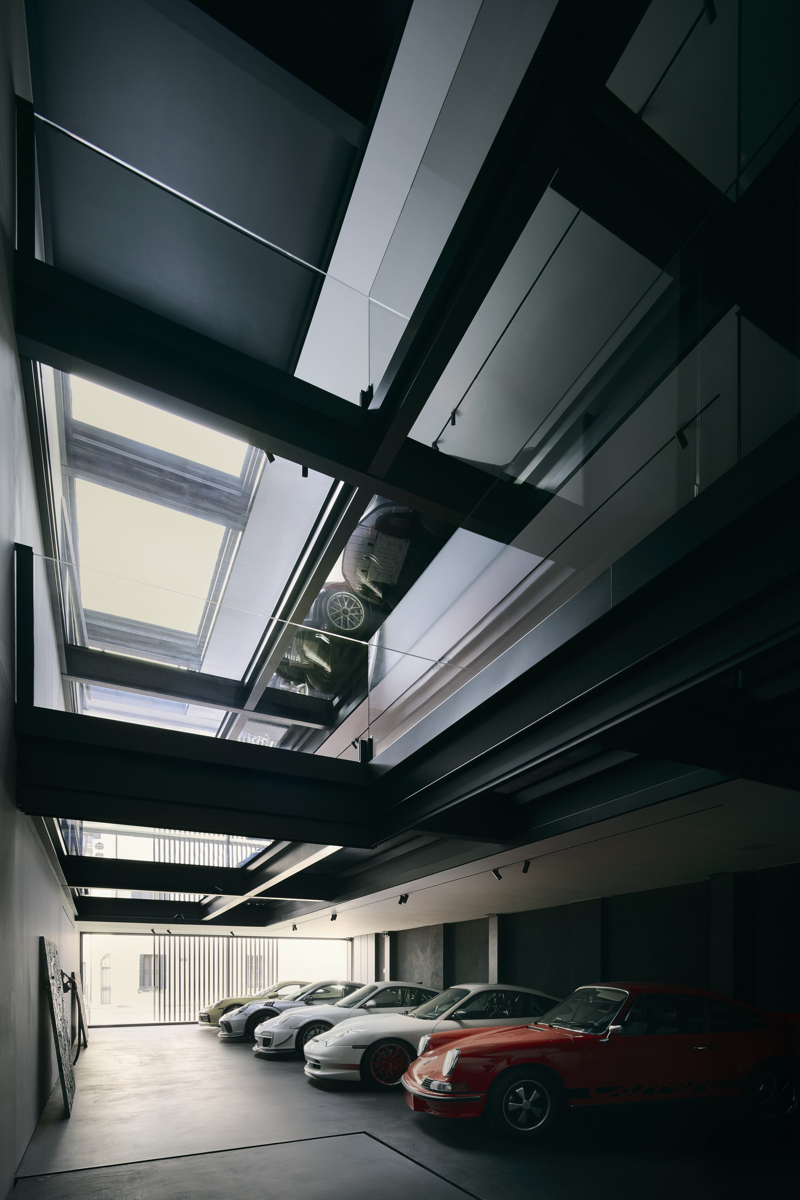 Cars arranged on the ground floor of the collection