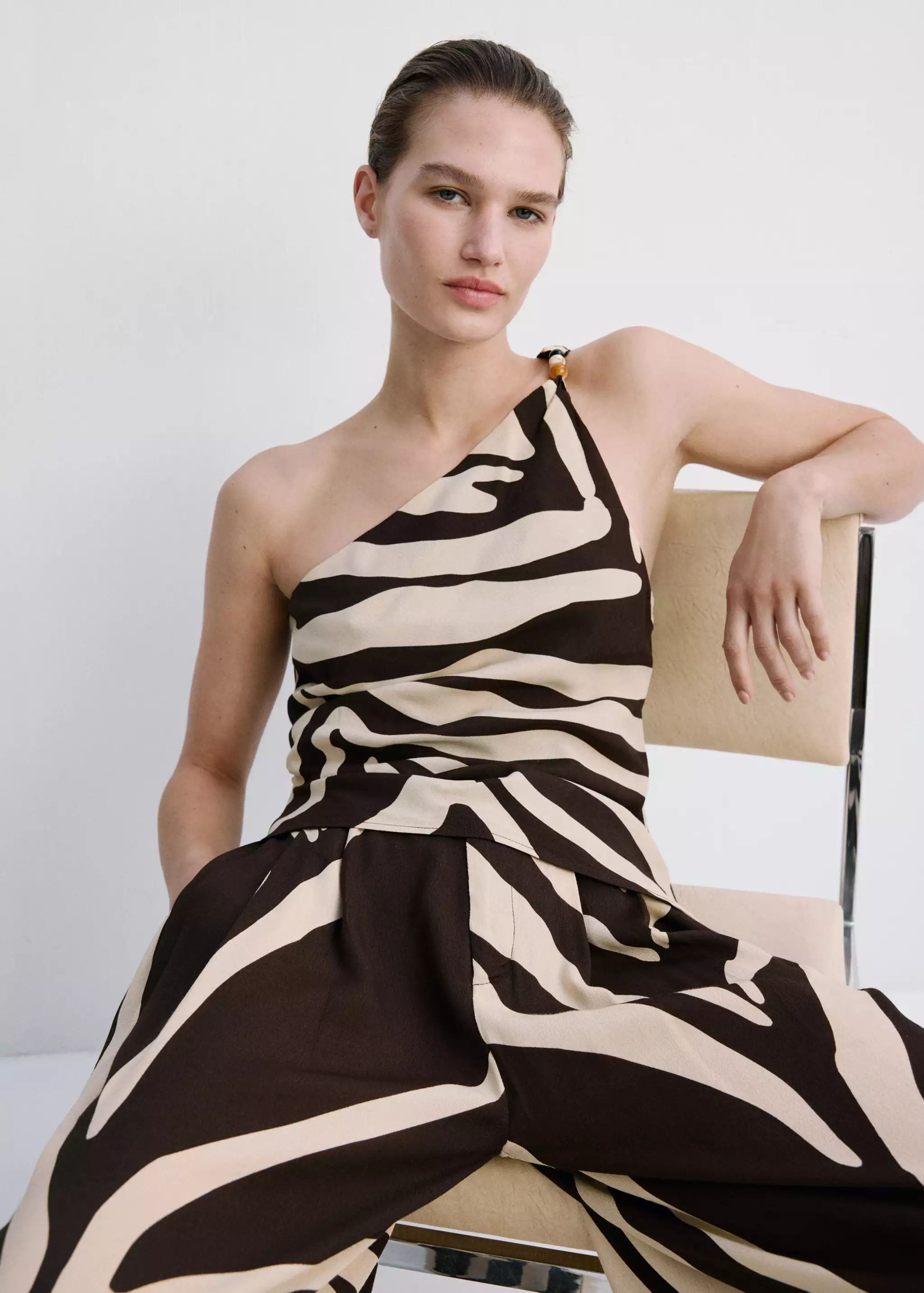 Asymmetric Printed Top - Women | Mango Usa