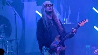 Jerry Cantrell wears shades and plays his G&L Rampage as he tours in support of latest solo LP, I Want Blood.