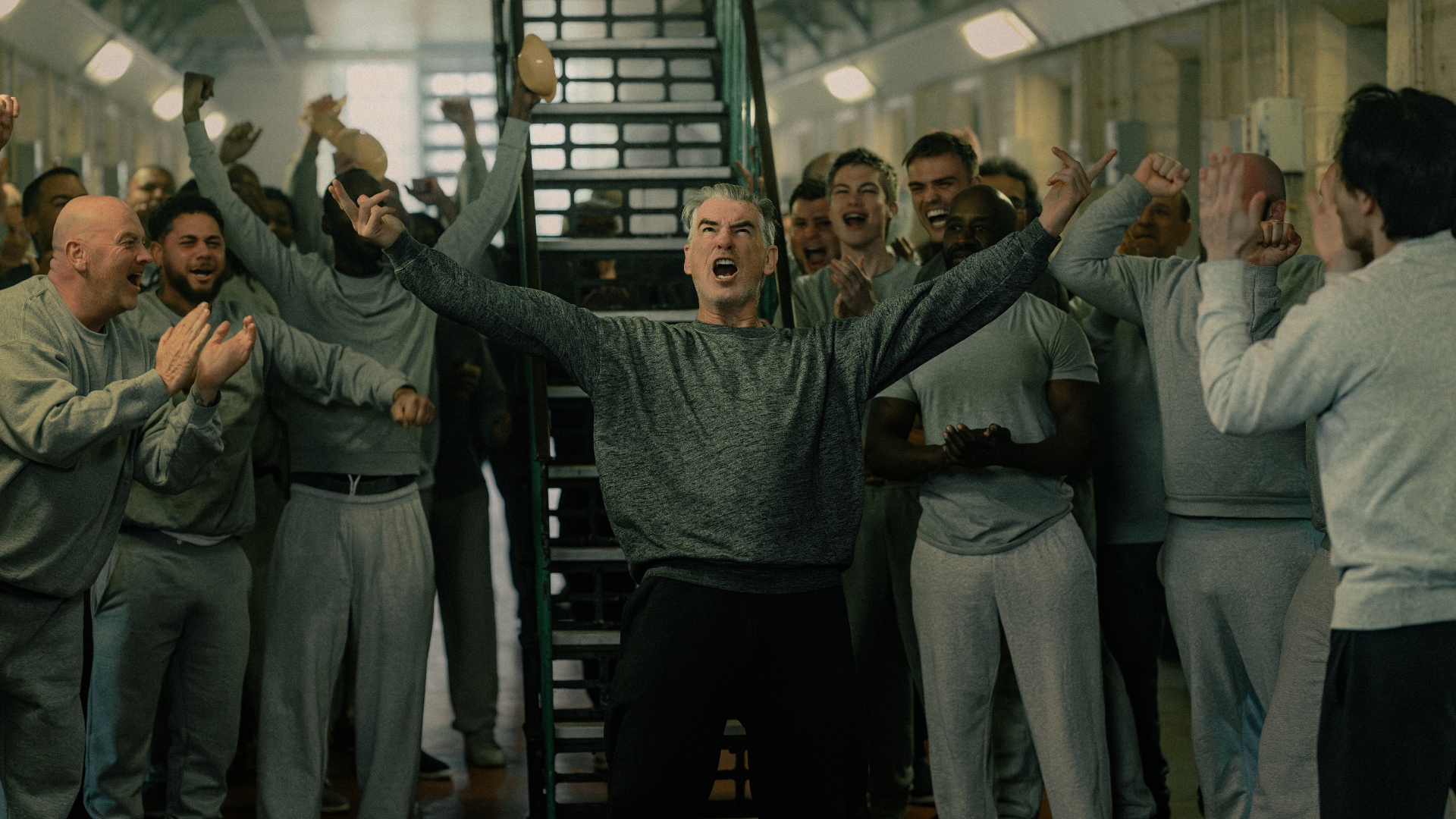 Conrad celebrates in prison with inmates in MobLand