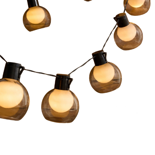 10 Outdoor Battery Firefly Festoon Lights - White
