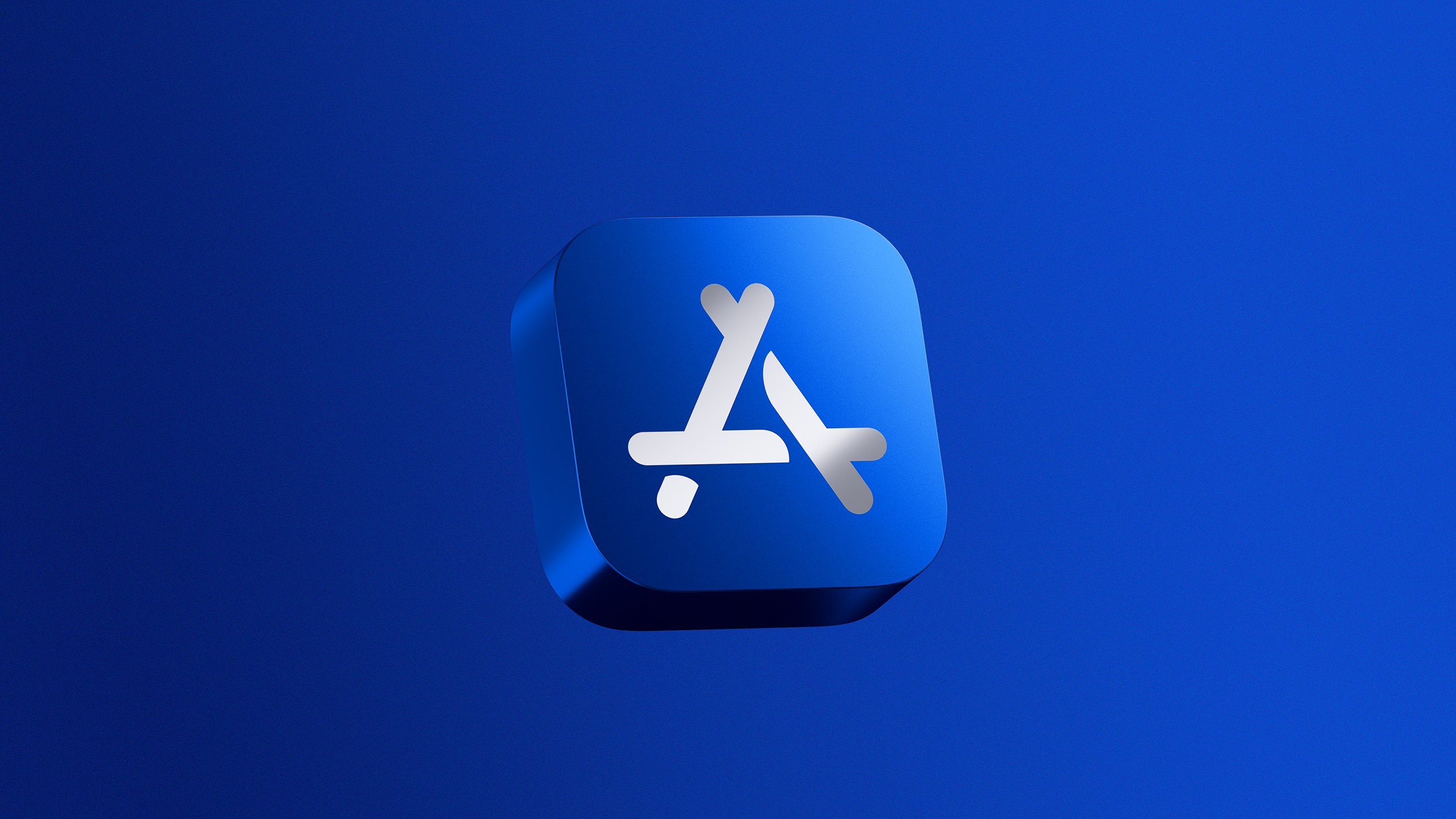 The App Store logo on a blue background