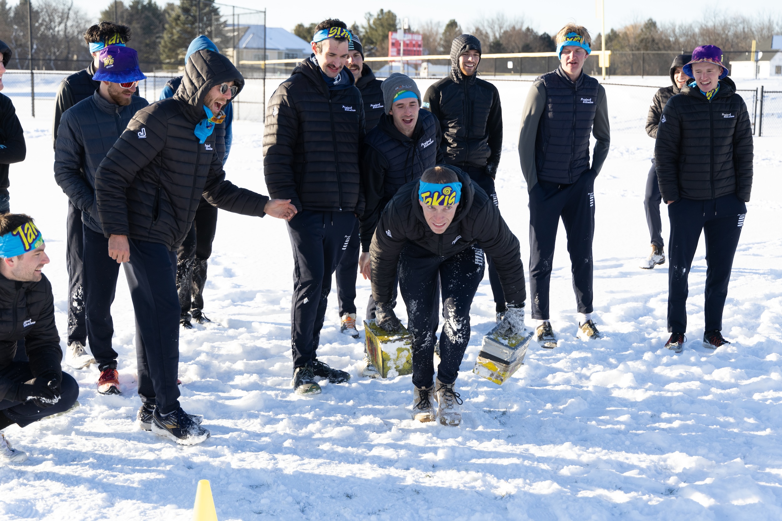 Project Echelon Racing teammates compete outdoors in December in Wisconsin for US Marine Corps Combat Fitness Test