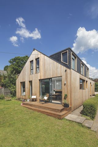 timber clad exterior makeover to dormer bungalow