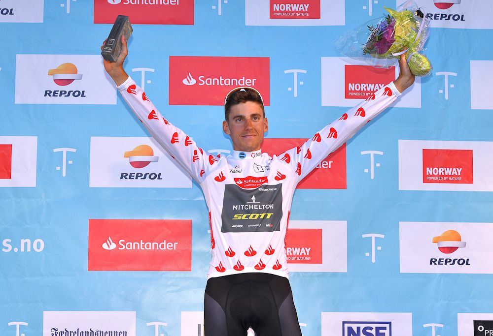 Carlos Verona of Spain and Team Mitchelton-Scott in polka dots at Tour des Fjords