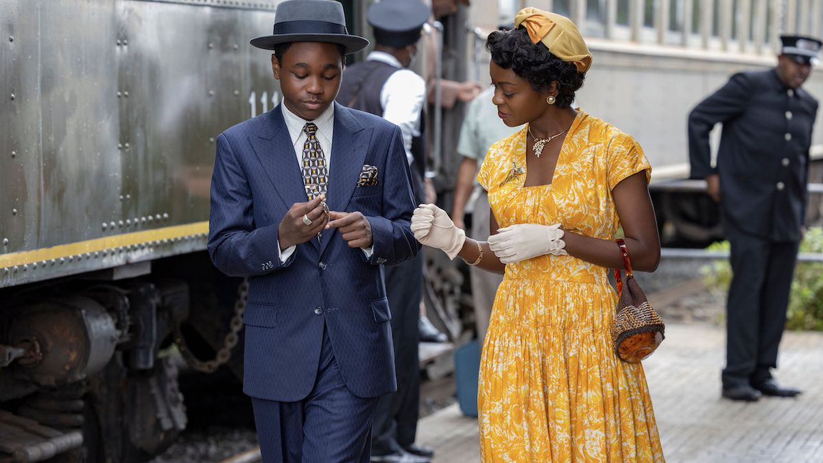 Jalyn Hall and Danielle Deadwyler as Emmett and Mamie Till in Till