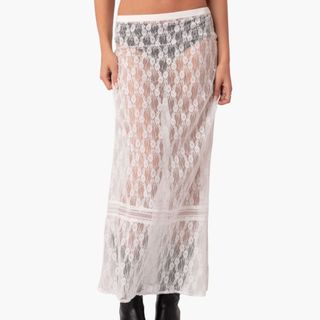 sheer floral lace maxi skirt