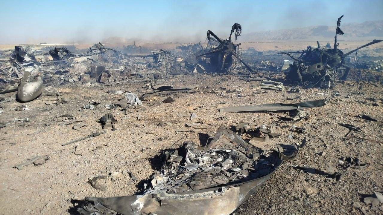 Remains of U.S. military aircraft in Iran after being bombed by U.S.