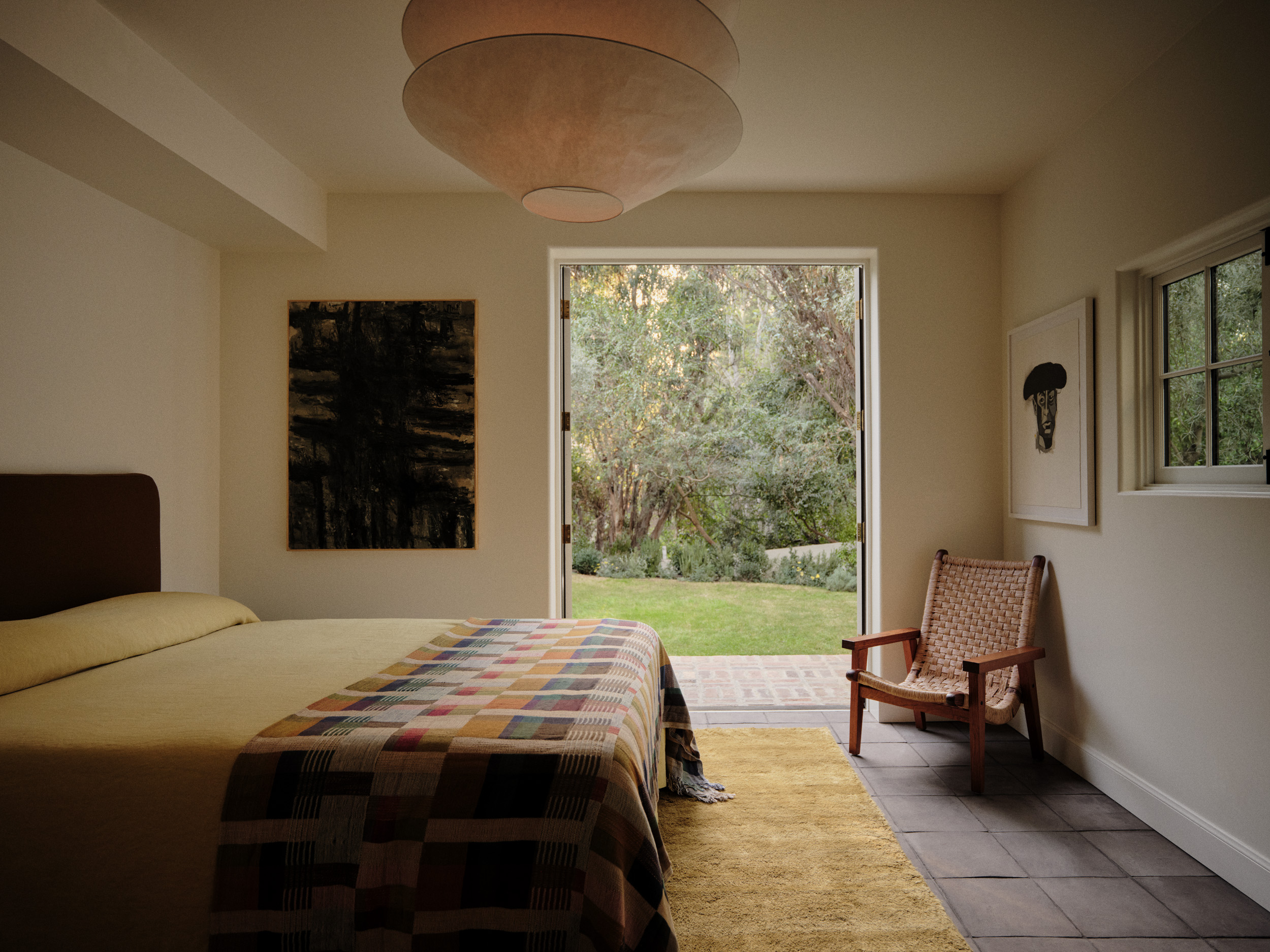 sun dappled interior of a Los Angeles villa