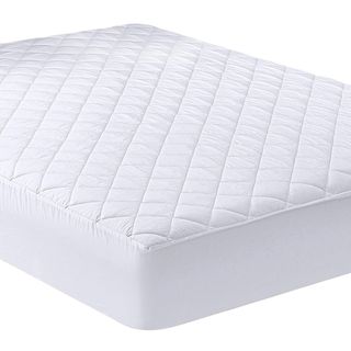 A white quilted fitted mattress pad