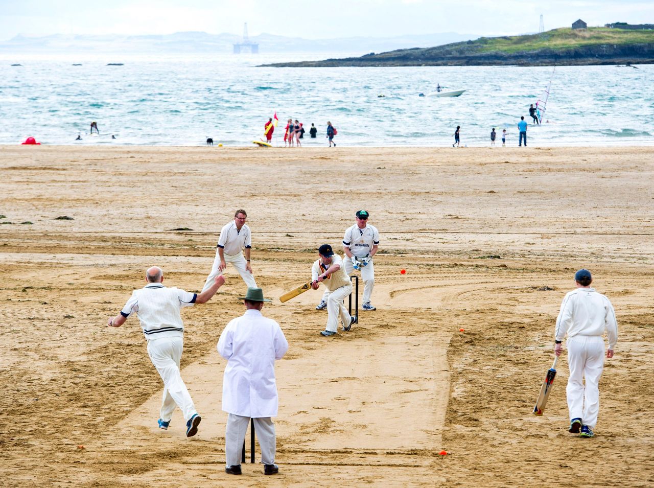 Cricket on the beach at Elie, Fife.