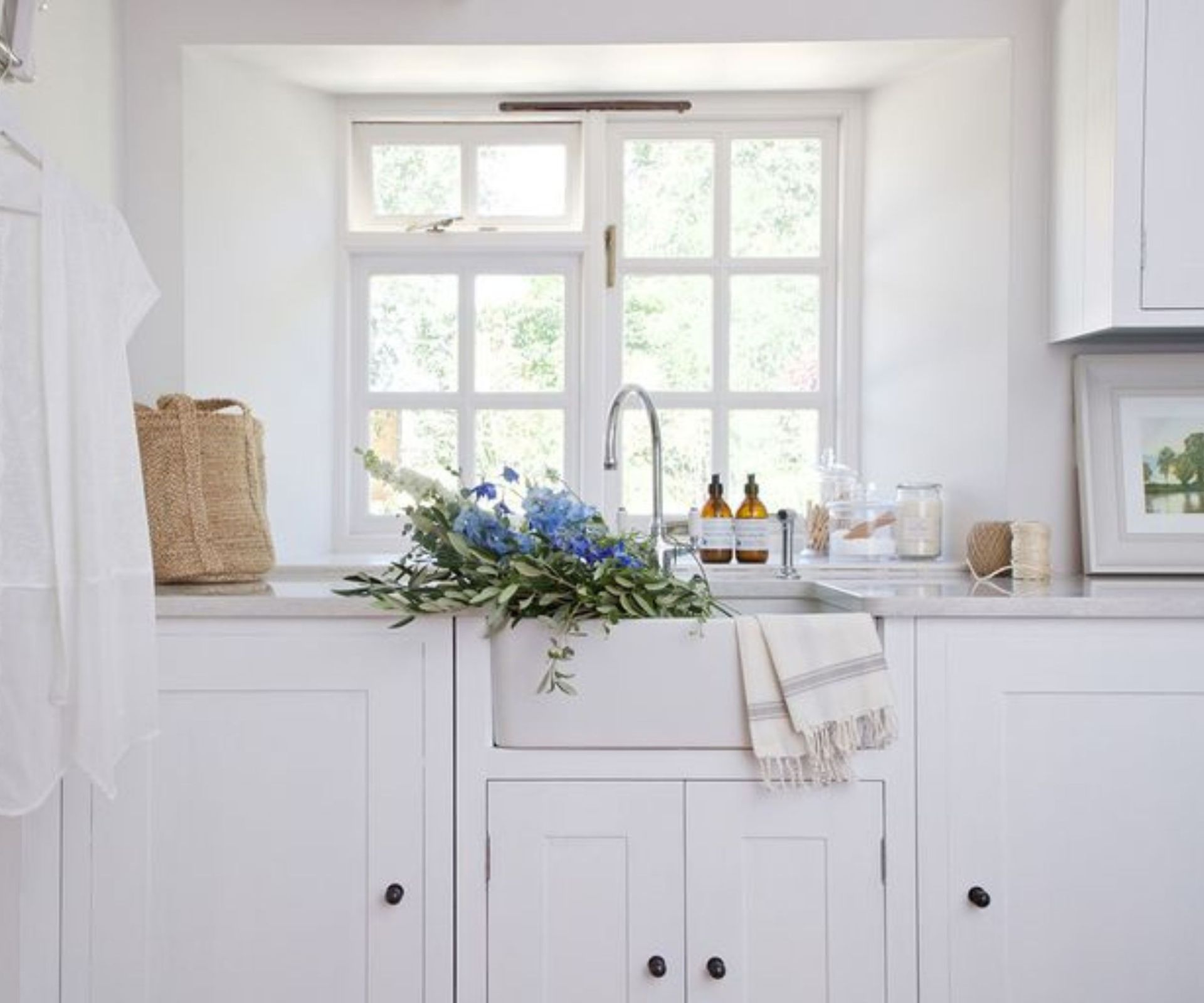 A white laundry room in a country house