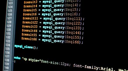 A close-up shot of SQL code representing a SQL injection attack.
