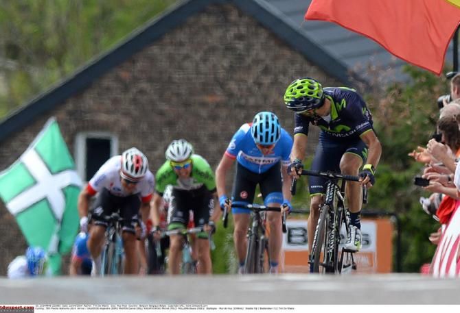Alejandro Valverde checks to see if anyone can catch him