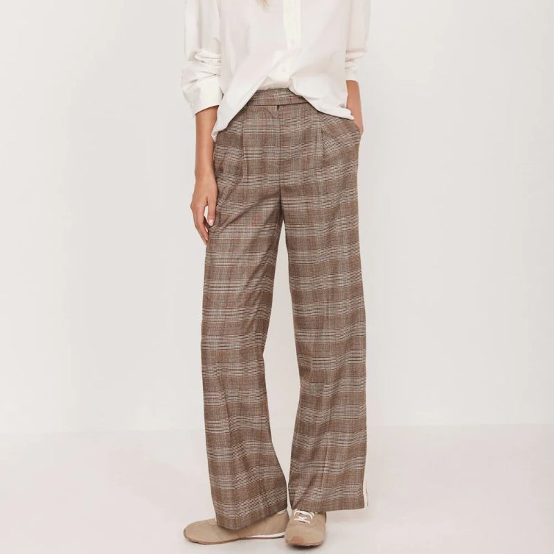 Mint Velvet , Neutral Checked Wide Trousers