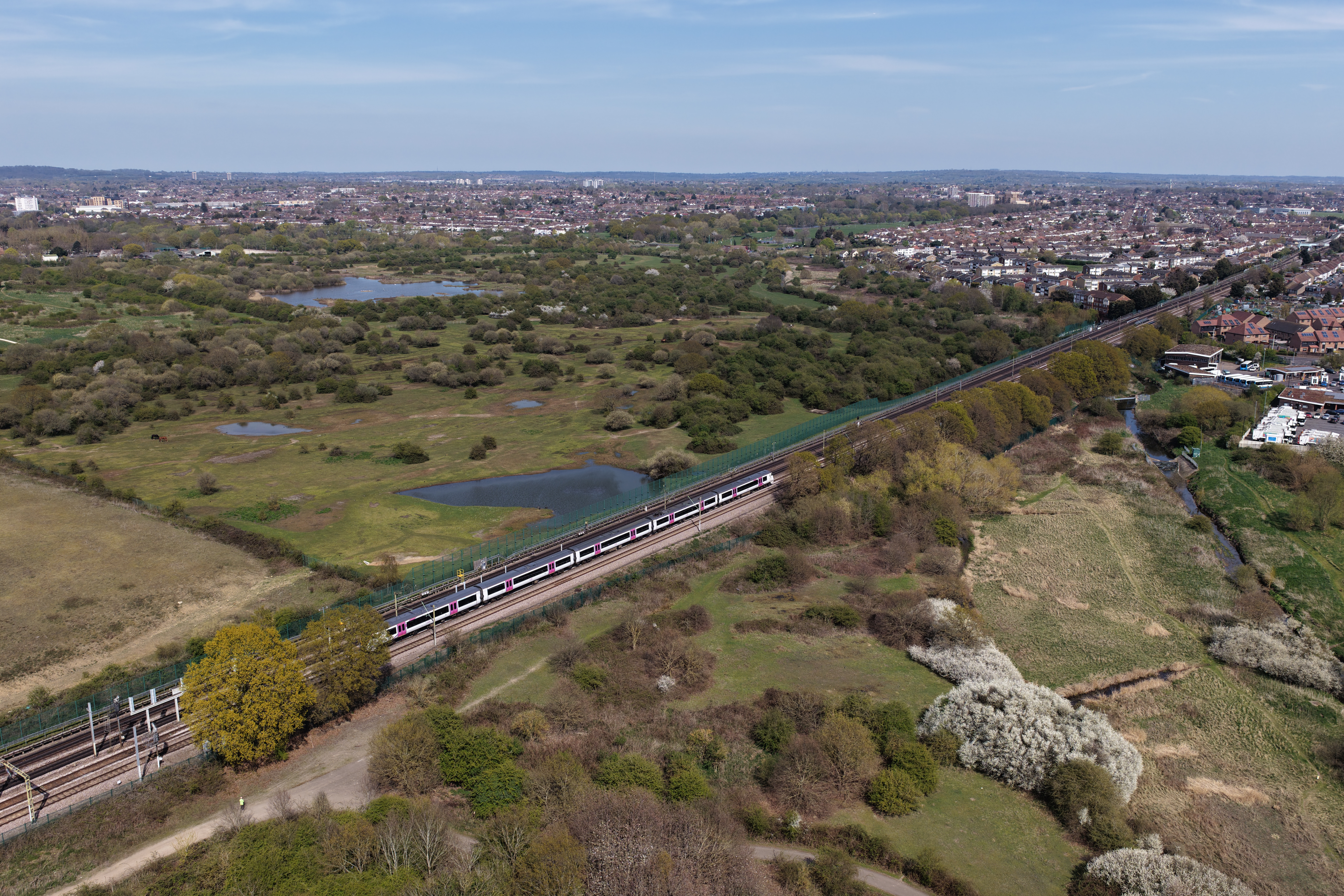 Train seen from drone