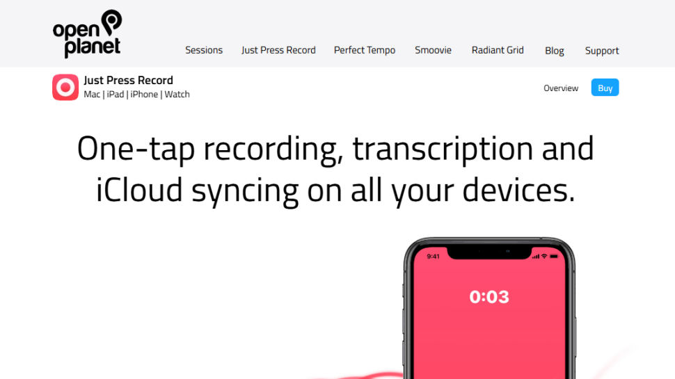 Just Press Record website screenshot (June 2025)