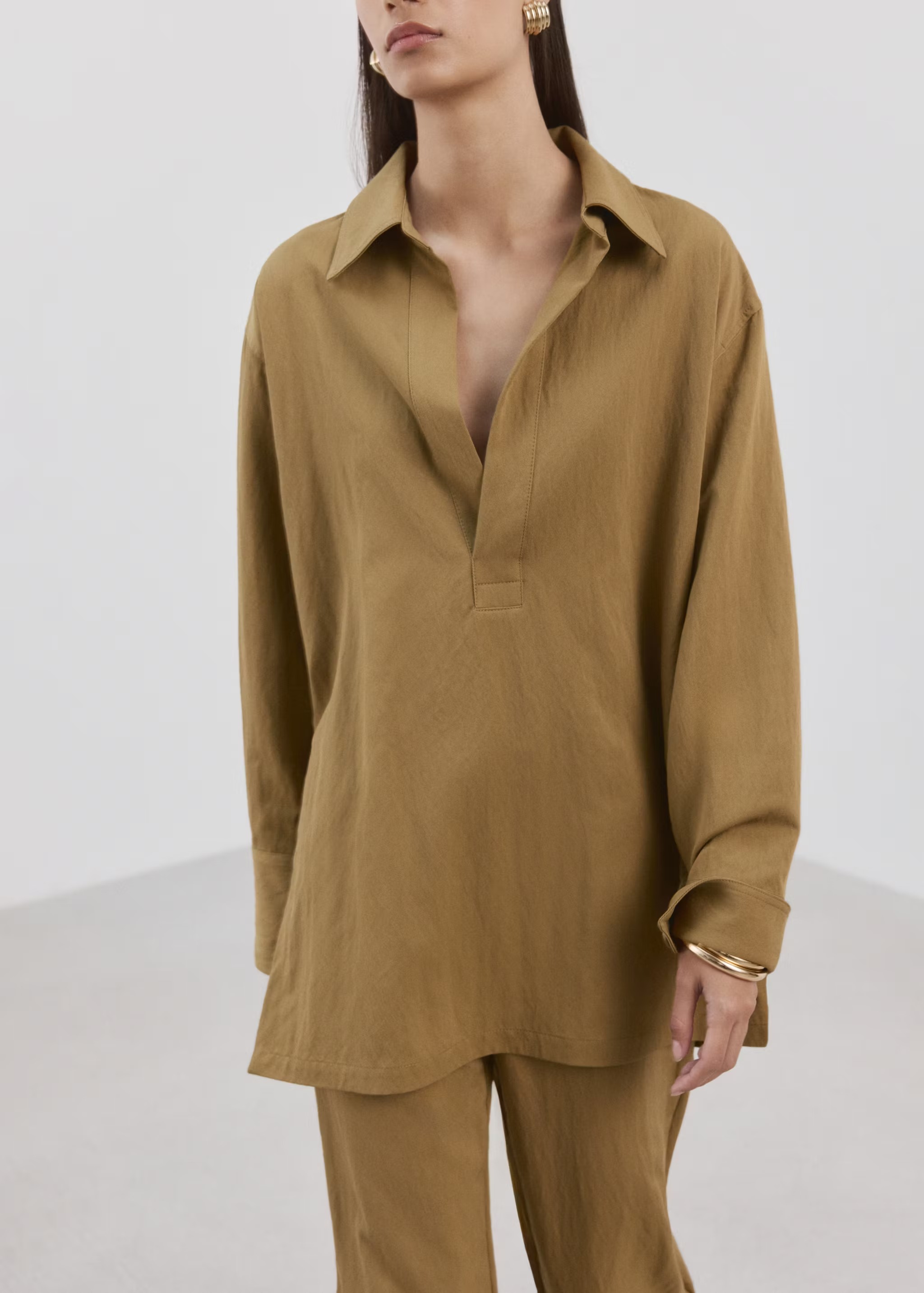 MANGO, Oversized Shirt With a Shirt Collar