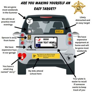 Allen County Sheriff's Department infographic on car sticker dangers