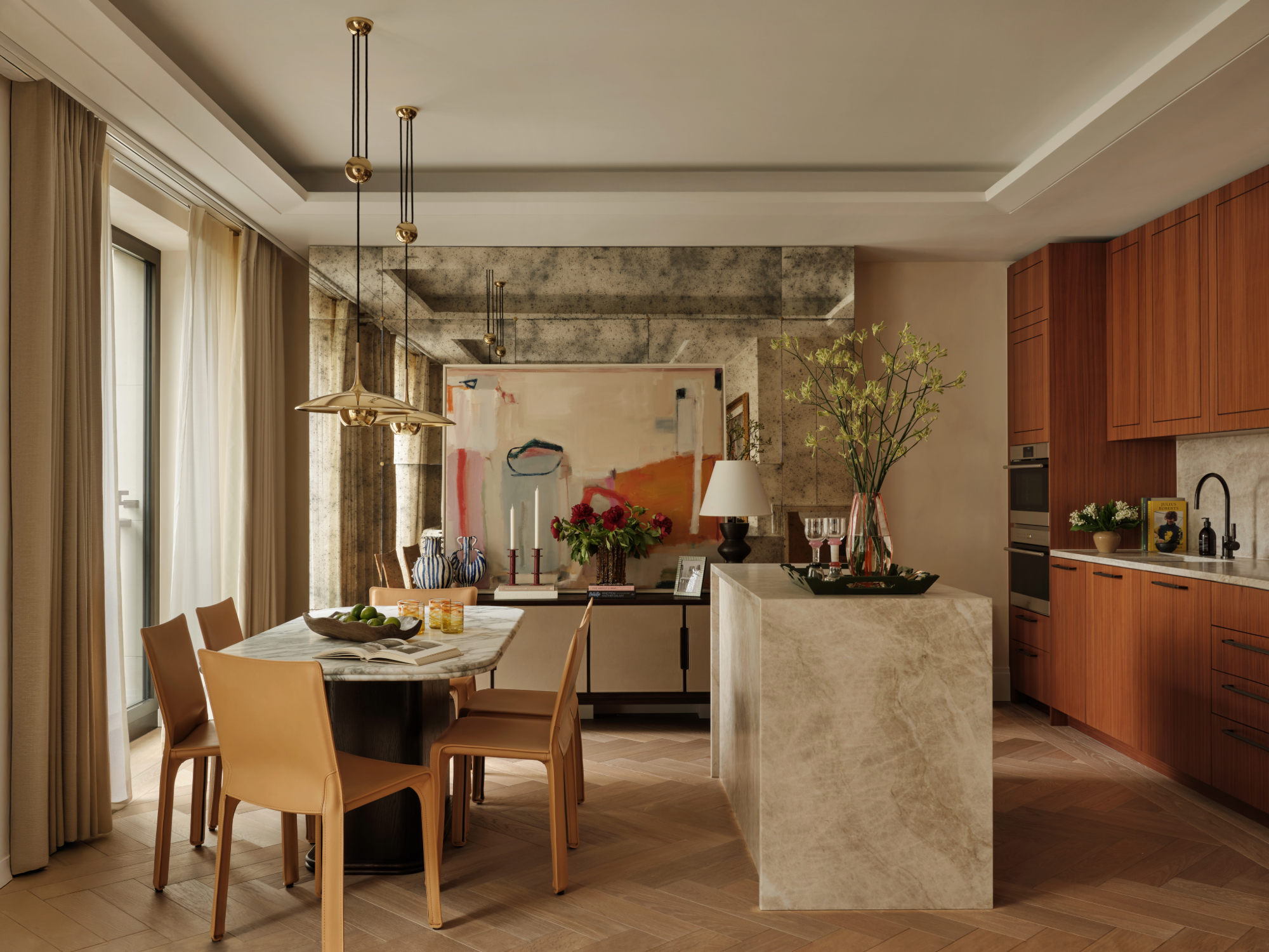 A recent project by Rebecca Hughes that breaks the rules by layering a series of warm, tonal hues rather than adhering to a dominant colour hierarchy.