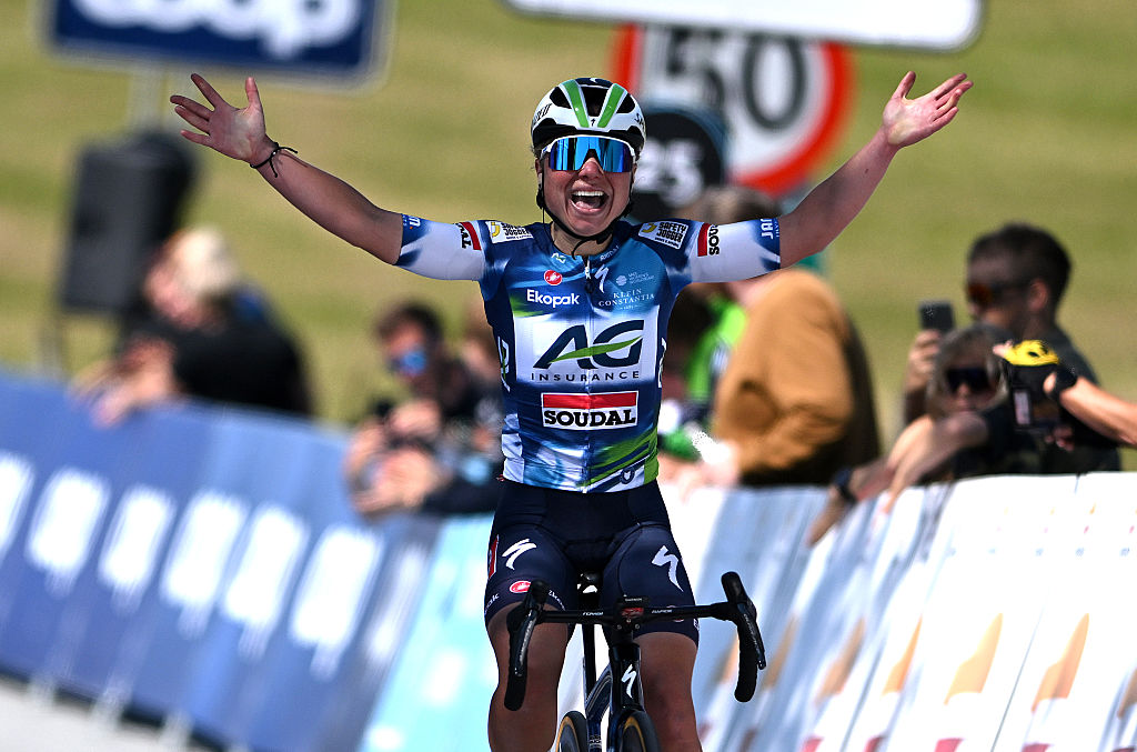 Belgian Road Championships: Justine Ghekiere flies to road race victory with late attack on cobbles