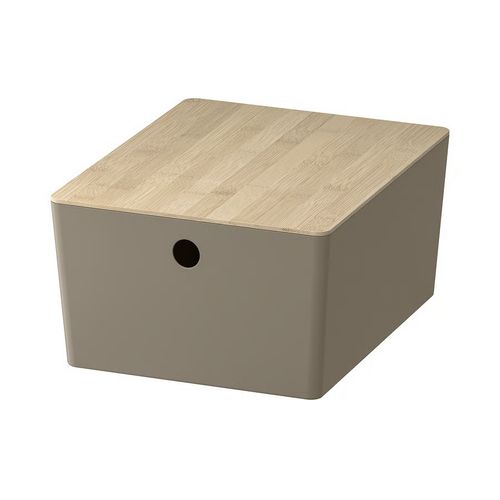 Kuggis Box With Lid - Light Gray/bamboo&nbsp;