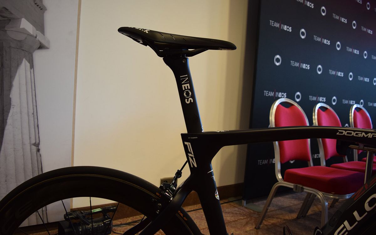 A look at the seat cluster on Geraint Thomas' Pinarello