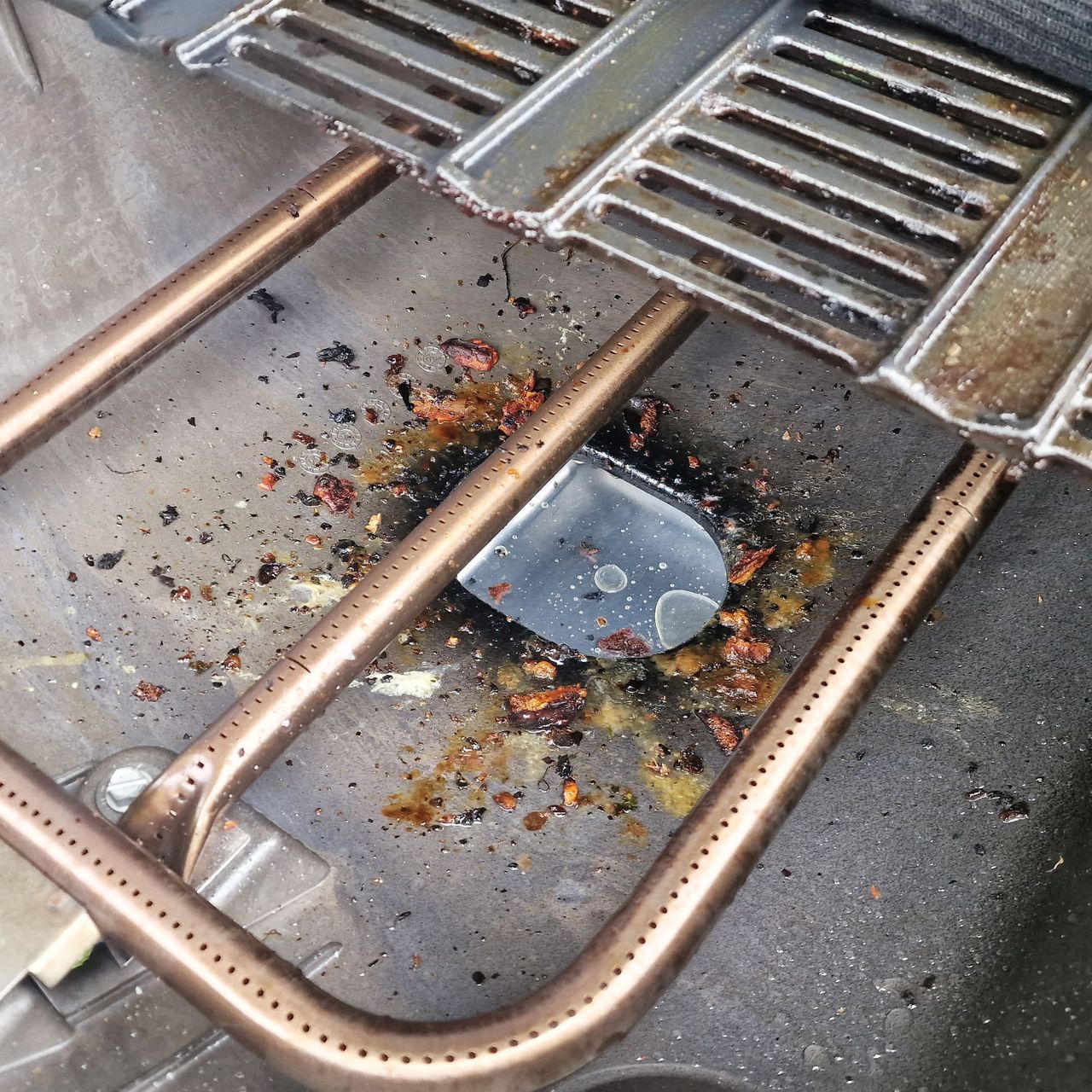 The Weber Q3200 gas barbecue grill after use