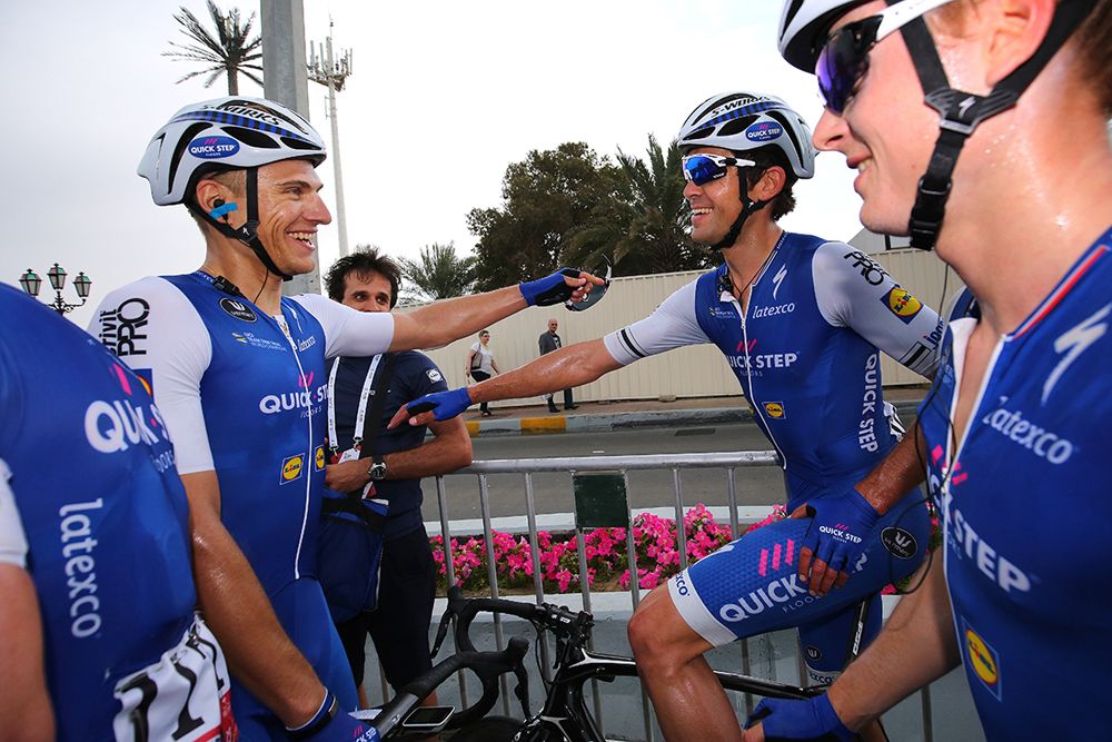 Marcel Kittel (Quick-Step Floors) celebrates his stage 2 win at the Abu Dhabi Tour