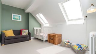a nursery in a loft conversion