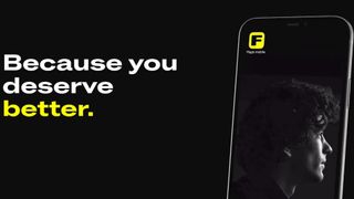 A mobile showing the Fliggs Mobile logo and a man's profile next to text that reads "Because you deserve better."